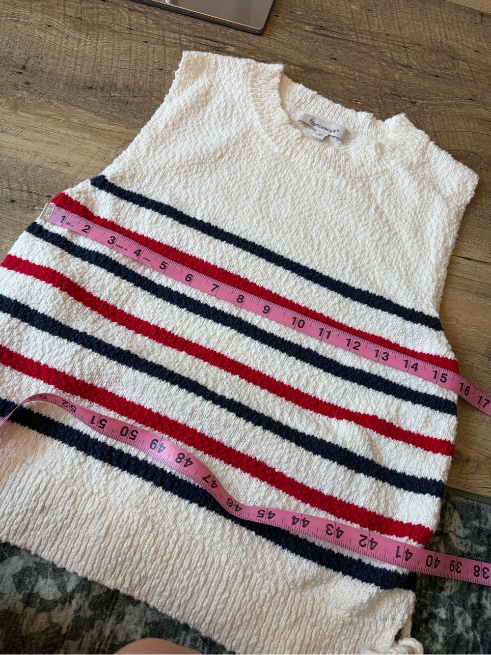 Francesca’s Cindy Sleeveless Striped Lace Up Sweater Top Coastal Beachy Nautical - Picture 7 of 9